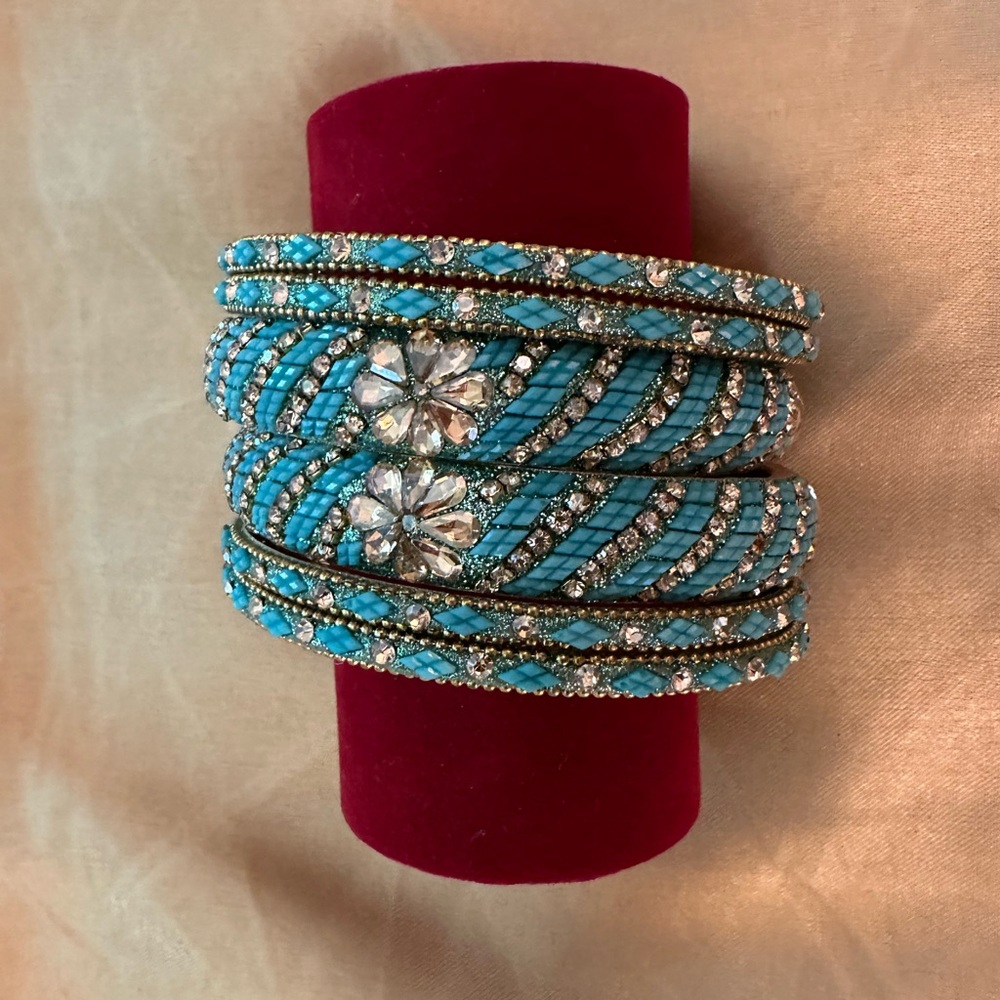 Elegant Blue and Silver Women's Bracelet Set